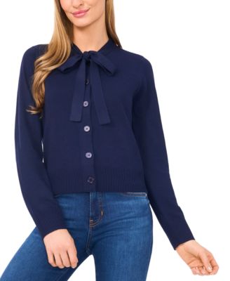 Women's Tie Neck Cardigan Sweater