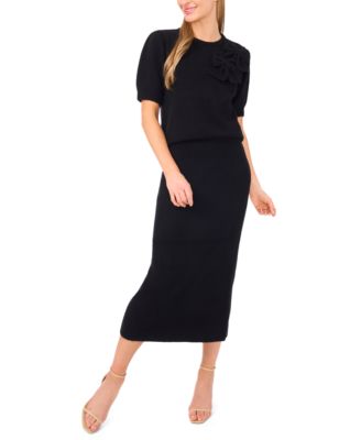 Women's Ribbon Crewneck Short-Sleeve Sweater