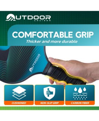 Outdoor Cruiser Pickleball Paddle Set – USAPA Approved, Premium Fiberglass Paddles with Lightweight Shock-Absorbing Grip, Includes 2 Rackets, 4 Balls, Grip Tapes, and Sling Carry Bag