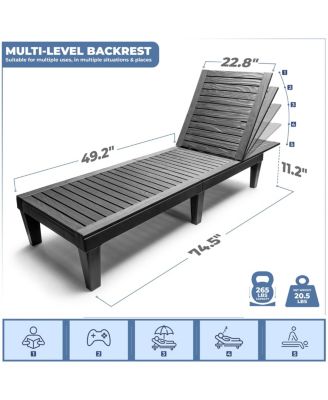 Outdoor Chaise Lounge Chair - for Poolside Tanning, Sunbathing, or Relaxing