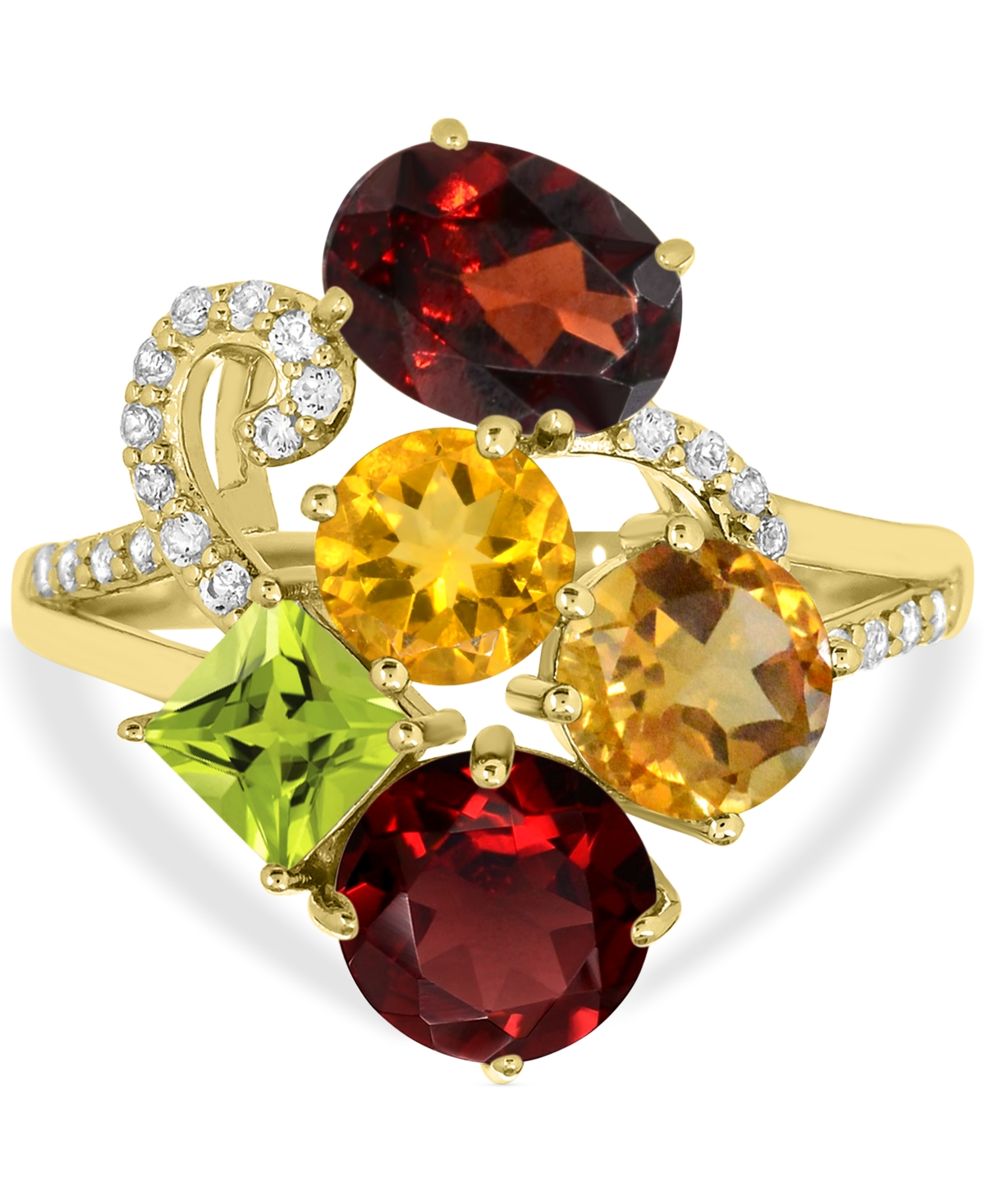Macy's Multi-color 5-1/5 Ct. T.w. Statement Ring In 14k Rose Gold Plated Sterling Silver In Gold