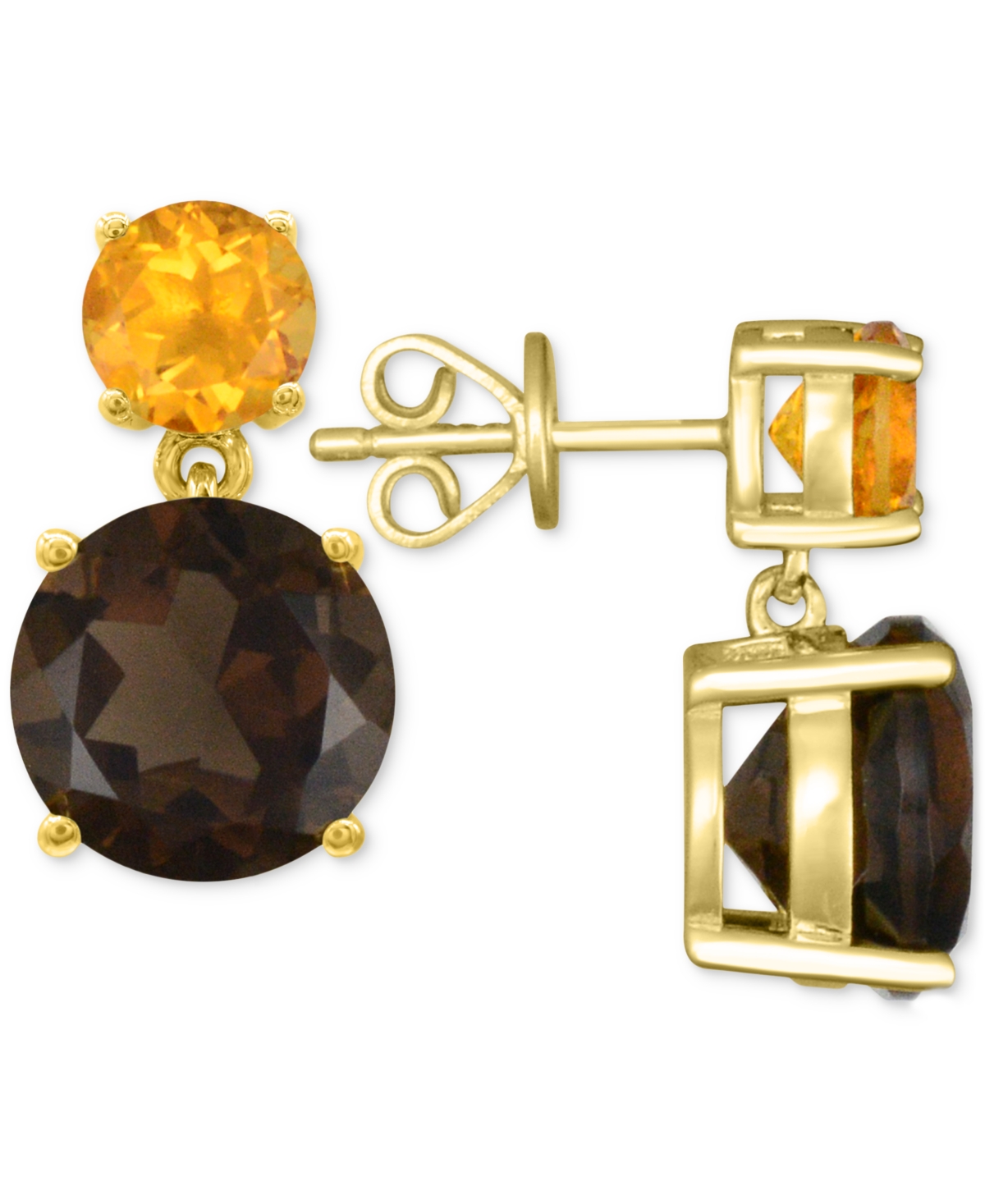 Macy's Rose De France 5-5/8 Ct. T W. And Amethyst 1-1/3 Ct. T.w.drop Earrings In 14k Gold-plated Sterling S In Yellow