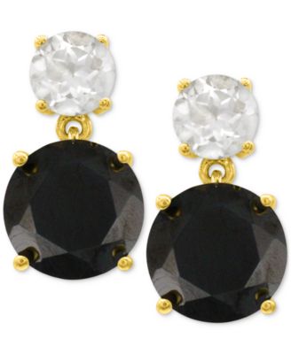  Rose de France 5-5/8 ct. t w. and Amethyst 1-1/3 ct. t.w.Drop Earrings in 14K Gold-Plated Sterling Silver