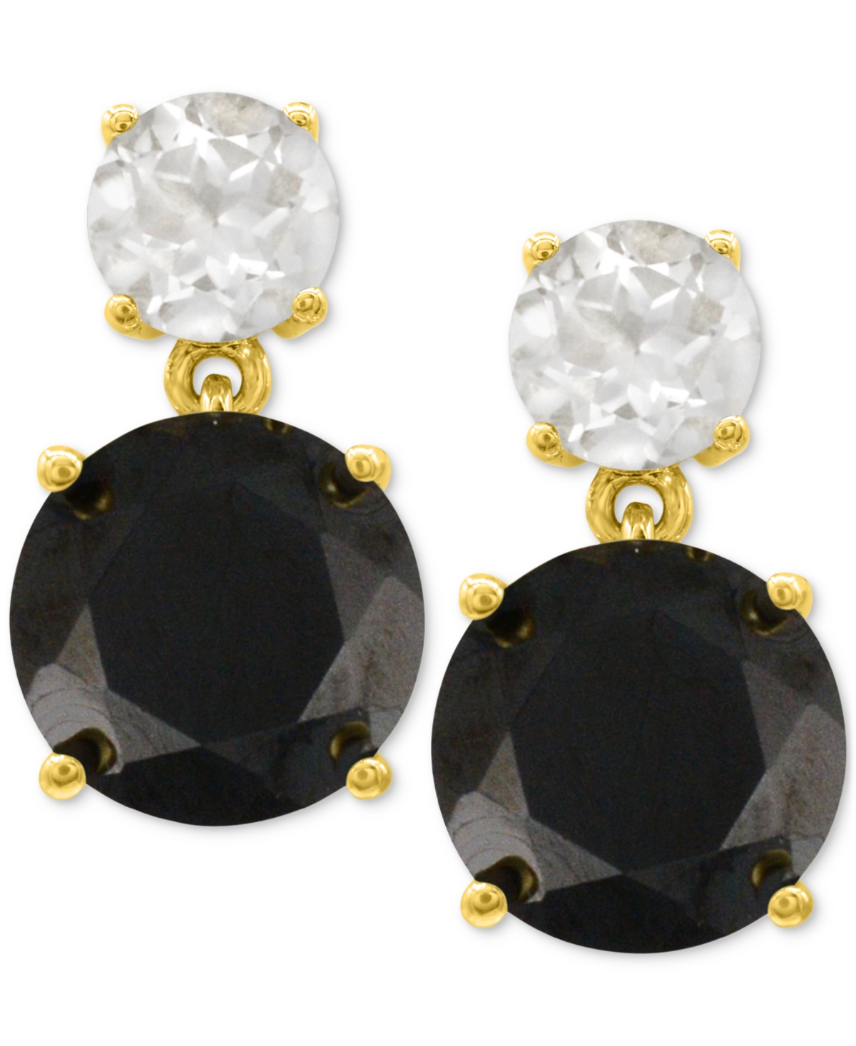 Macy's Rose De France 5-5/8 Ct. T W. And Amethyst 1-1/3 Ct. T.w.drop Earrings In 14k Gold-plated Sterling S In Black