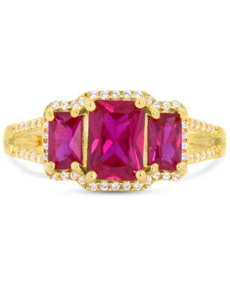 Lab Grown Sapphire (1-1/3 ct. t.w) and Lab Grown White Sapphire (1/8 ct. t.w) Ring in Sterling Silver