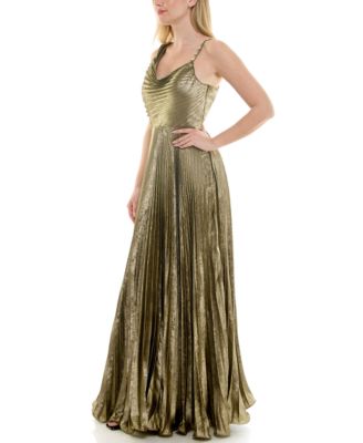 Women's Cowl Neck Sunburst Pleating Dress