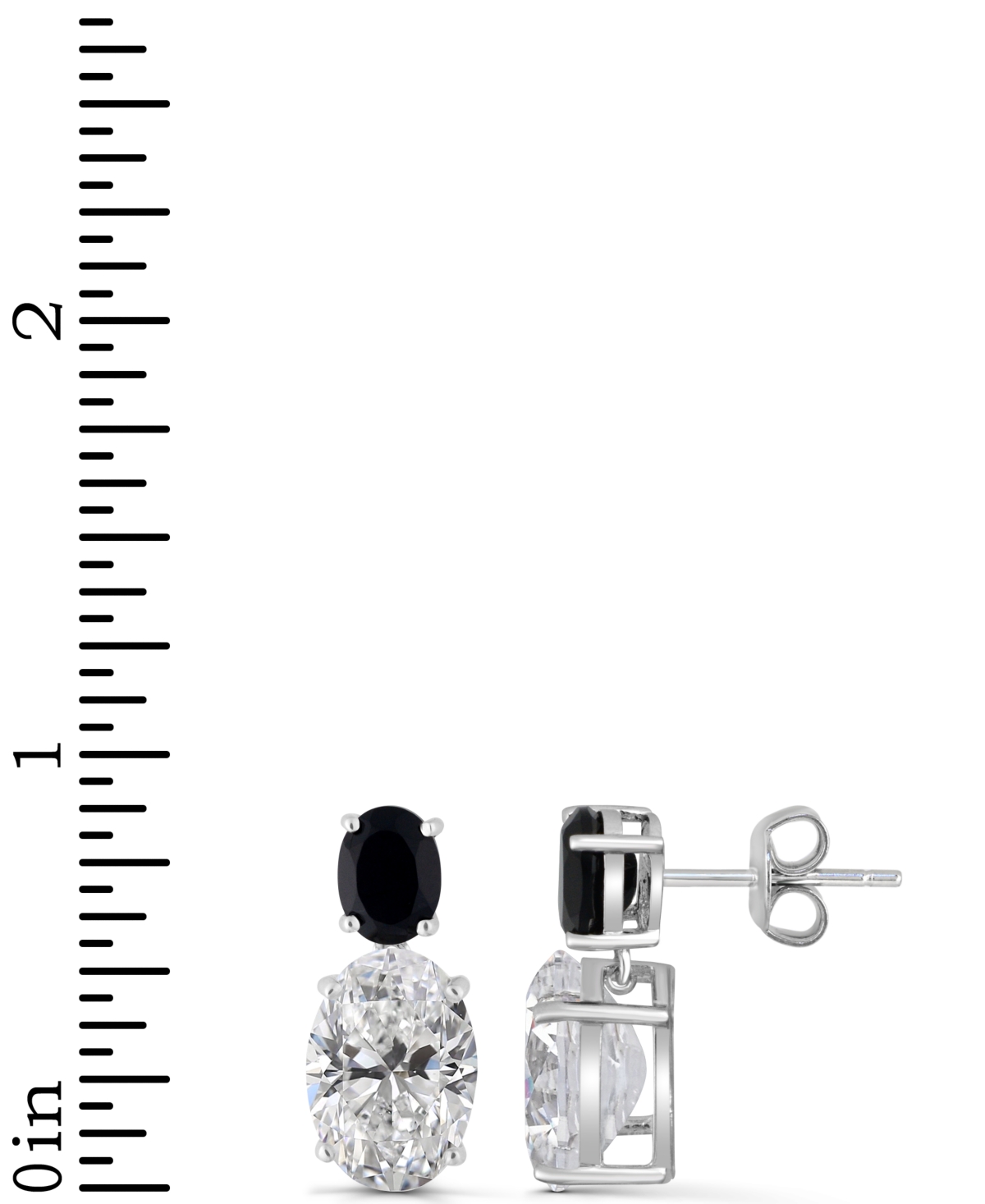 Macy's White Quartz 9-1/2 Ct. T.w. And Black Onyx 8 X 6 Mm Oval Drop Earrings In Sterling Silver In Multi