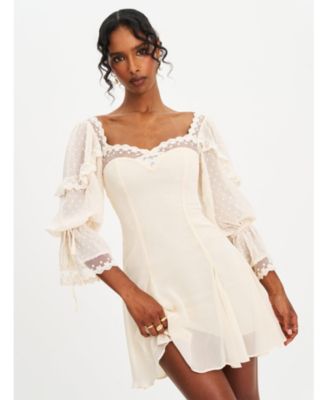 Women Zakira Lace Trim Half Sleeve Mini Dress