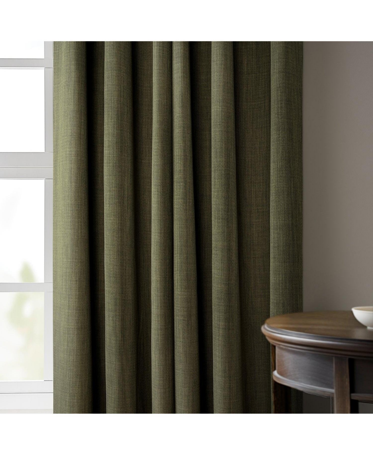 Half Price Drapes Extra Wide Textured Faux Linen Room Darkening Curtain In Green