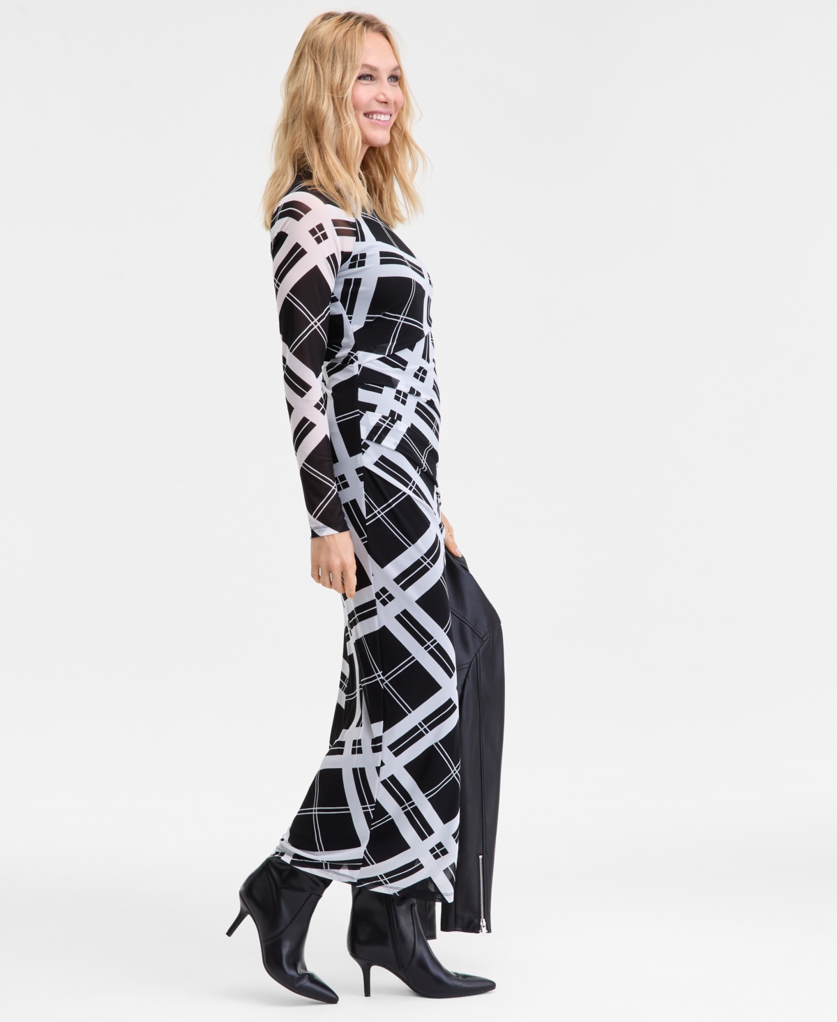 Inc International Concepts Women's Side-ruched Maxi Dress, Macy's Exclusive In Black