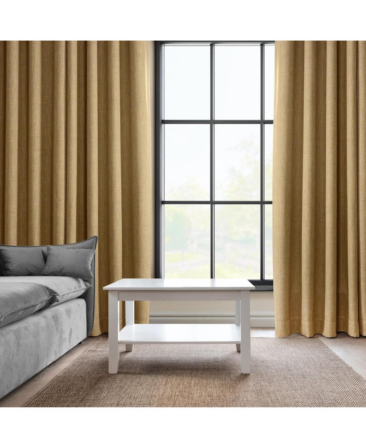 Half Price Drapes Grommet Textured Faux Linen Room Darkening Curtain In Orange