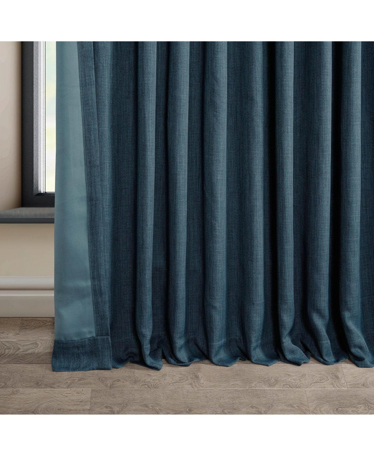 Half Price Drapes Extra Wide Textured Faux Linen Room Darkening Curtain