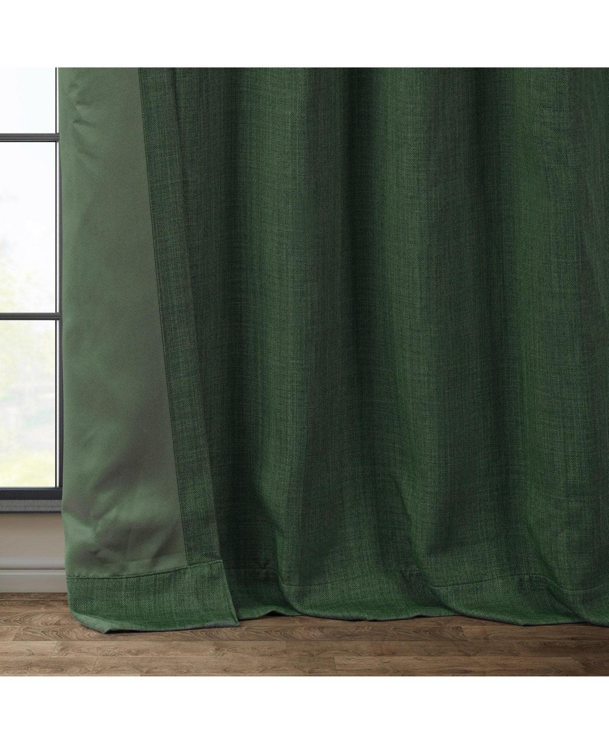 Half Price Drapes Textured Faux Linen Room Darkening Curtain In Green