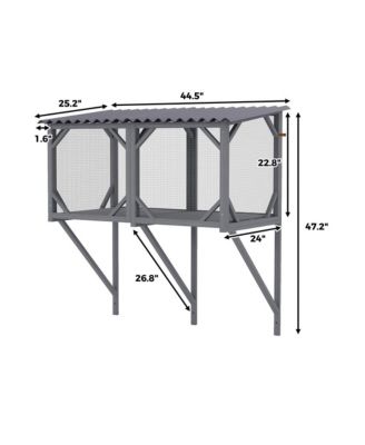 43.3 in. Outdoor Cat Enclosure for Sunbathing, Napping and Viewing, Window Perch in Gray