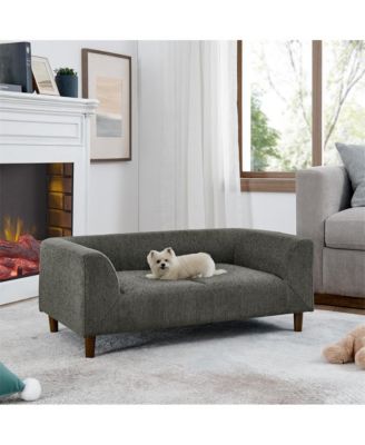 Dark Gray Pet Sofa with Backrest and Armrests Suitable for Small and Medium dogs