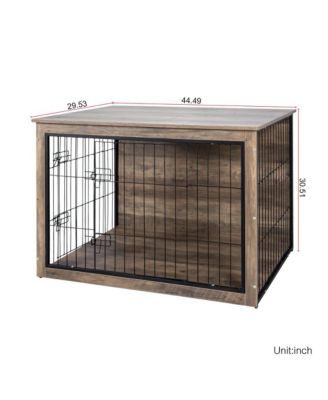 Natural Wooden Dog Crate Indoor Dog Kennel with Double Doors