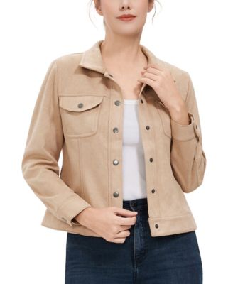 Women's Faux Suede Trucker Jacket