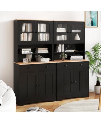 Pantry Cabinet 67'' Tall Kitchen Floor Cabinet w/ 2 Removable Shelves 2 Drawers