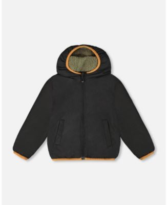 Kids Unisex Reversible Mid-Season Sherpa Jacket Khaki - Child