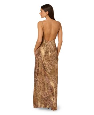 Women's Printed Cowl Neck Long Dress