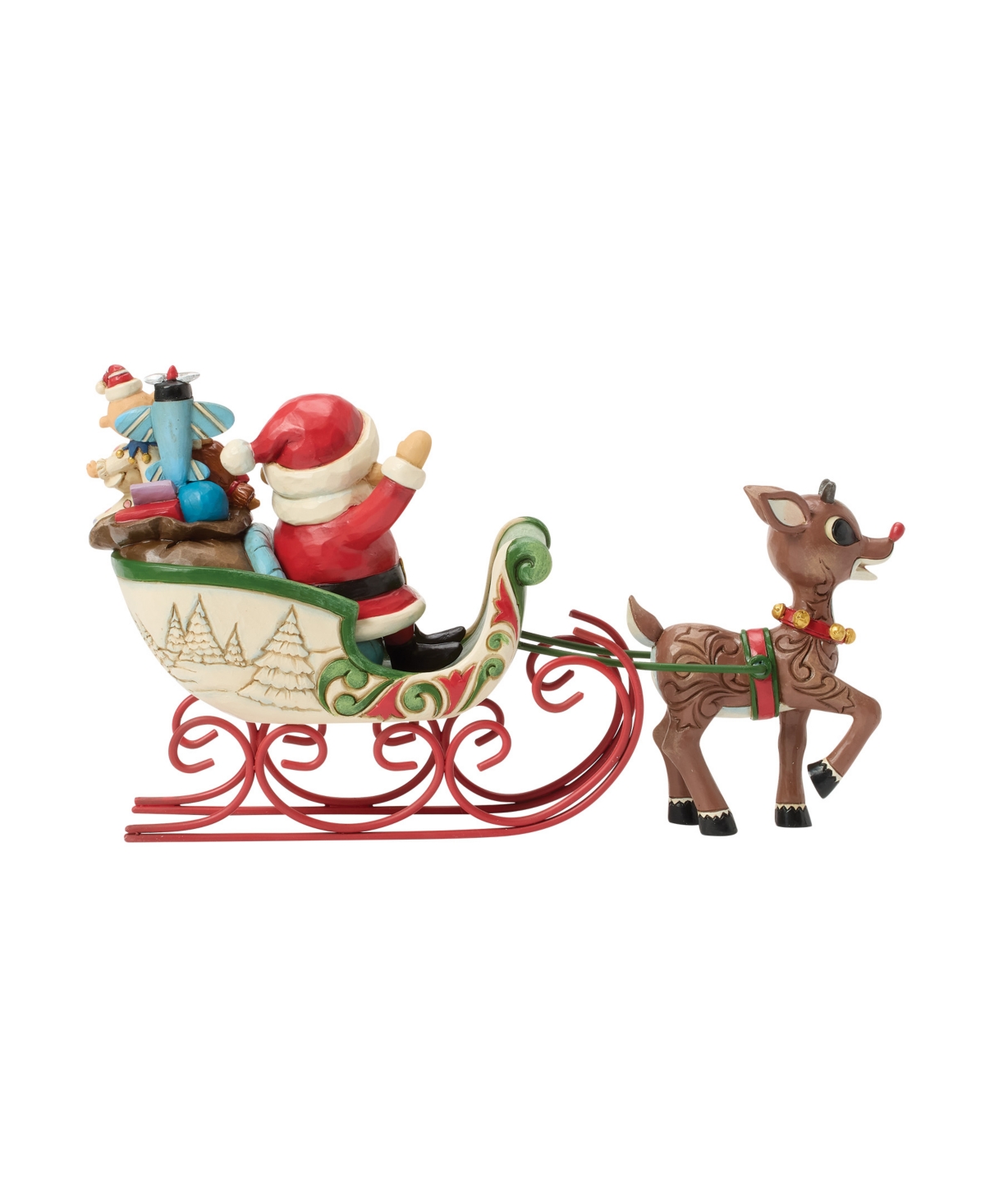 Jim Shore Rudolph Pulling Santa In Sled Figurine In Multi