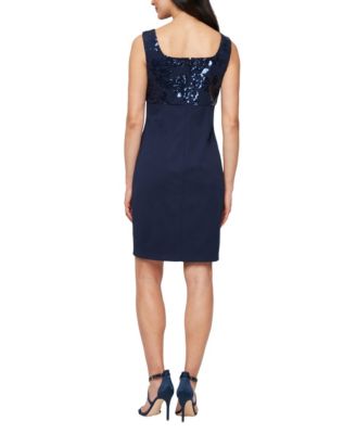 Women's Short Stretch Scuba Square Neck Dress