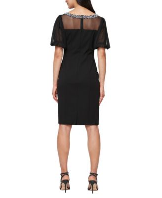 Women's Short Stretch Crepe Scoop Neck Dress