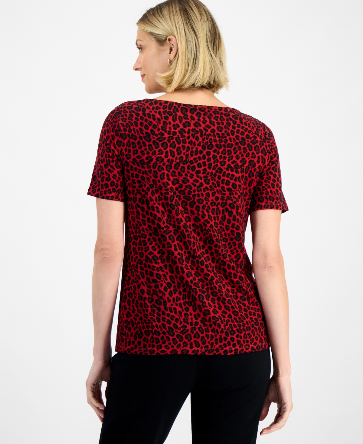 Jm Collection Petite Cowl Neck Top In Red