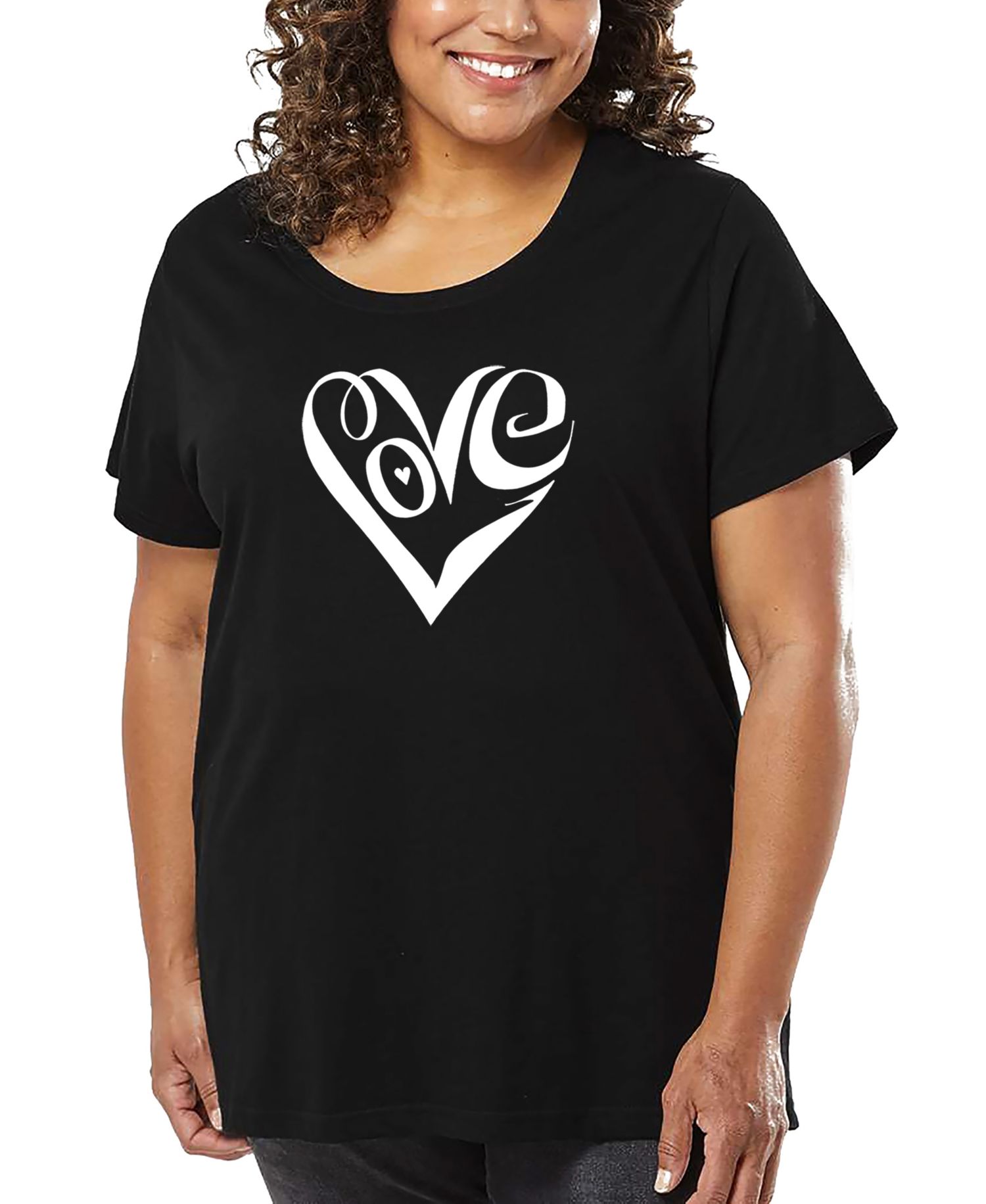 Plus Size Script Heart Word Art T-Shirt