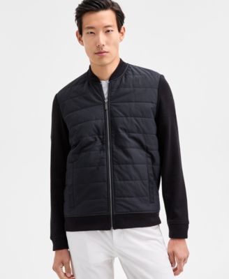 Men's Long Sleeve Mixed Media Jacket, Macy's Exclusive