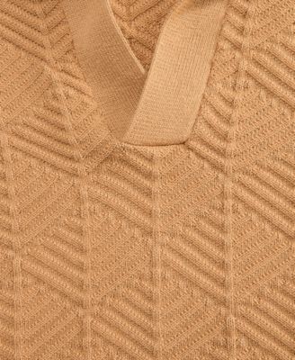 Men's Johnny-Collar Ribbed Geo Polo Shirt, Macy's Exclusive