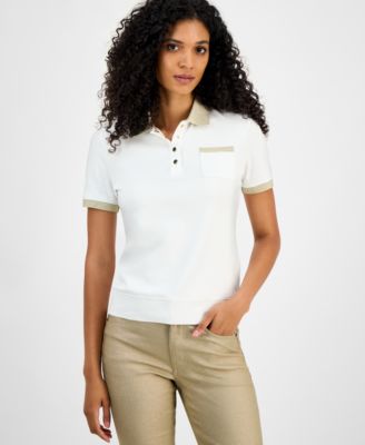 Tommy Hilfiger - Women's Cotton Shine-Collar Polo Top