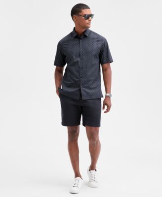 Men's Finn Short Sleeve Geo Print Button-Front Shirt, Macy's Exclusive