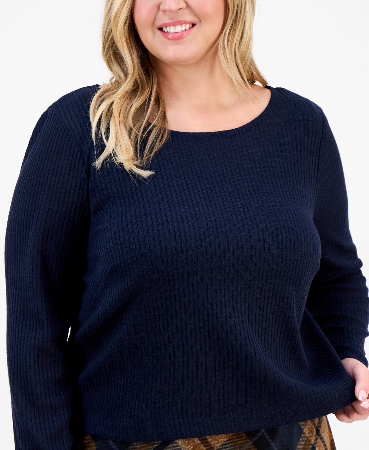 Connected Plus Size Sweater-top Plaid-skirt Dress
