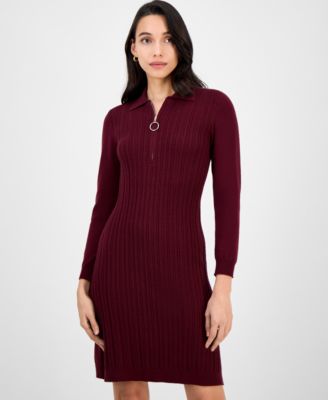 Petite Cable-Knit Half-Zip Sweater Dress