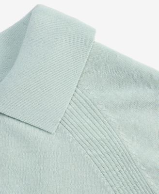 Men's Short Sleeve Textured Merino Polo Sweater