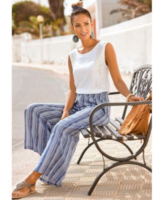 Women's Striped Wide Leg Pants
