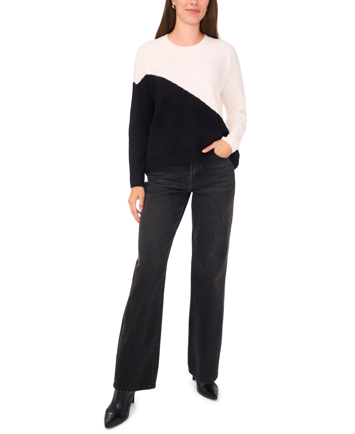 Sam & Jess Women's Vertical Colorblock Sweater In Multi