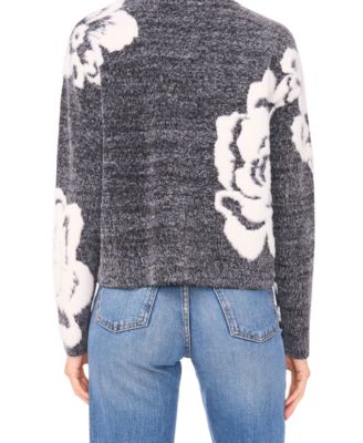 Women's Jacquard Floral Crewneck Sweater