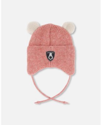 Baby Girl Lined Baby Winter Knit Hat with Ear Flaps Dusty Pink - Baby|Toddler