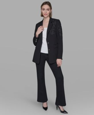 Women's Embroidered Notch-Collar Blazer