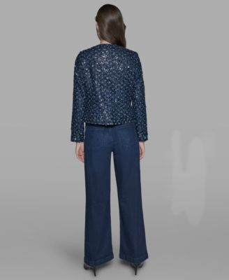 Women's Sequin Pocket-Front Denim Jacket