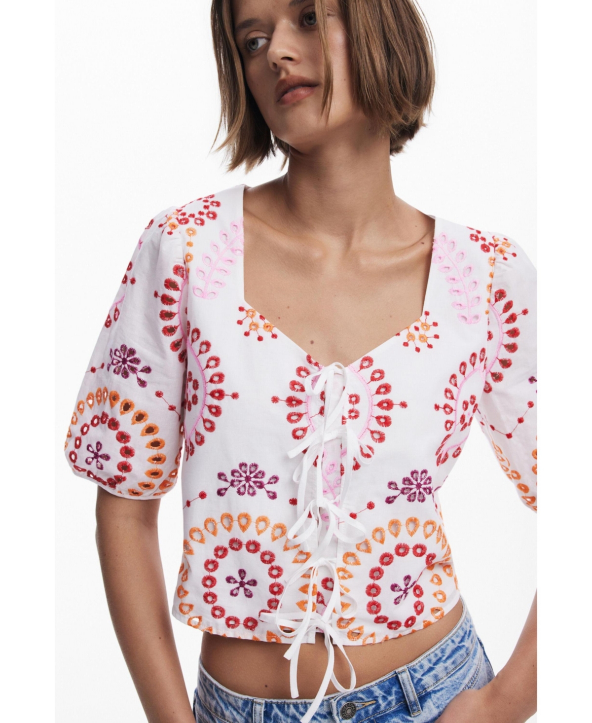 Desigual Women's Printed Boho tie blouse