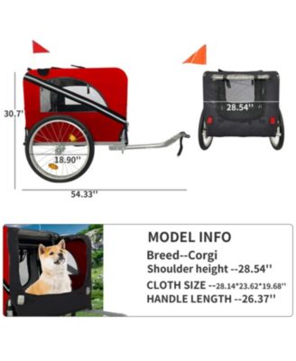 Red Breathable Mesh Dog Cart with 3 Entrances Folding Pet Carrier Wagon Bicycle Carrier for Medium and Small Sized Dogs