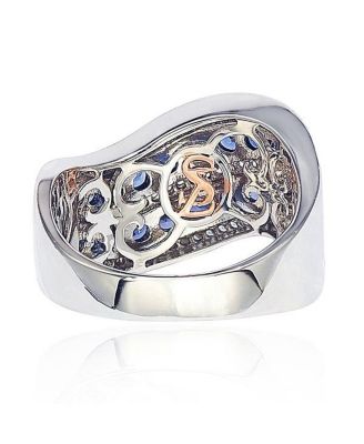 Suzy Levian Sterling Silver Sapphire & Created White Sapphire Wavy Ring