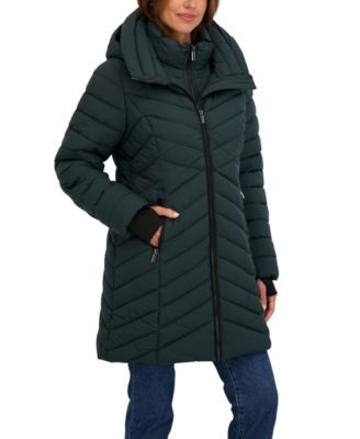 Women's 3/4 Hooded Stretch Puffer with Bib