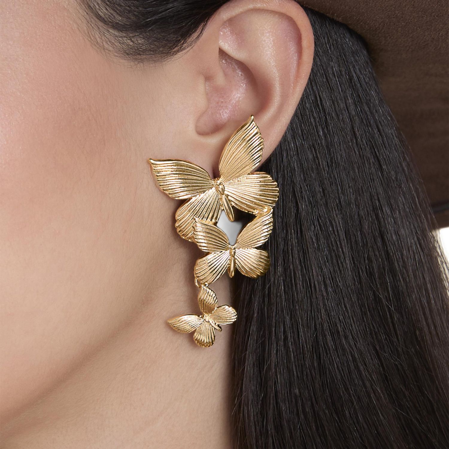 Cascading Butterfly Drop Earrings in -Tone
