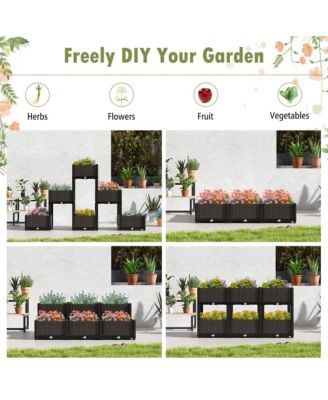 4 PCS Elevated Plastic Raised Garden Bed Planter Kit