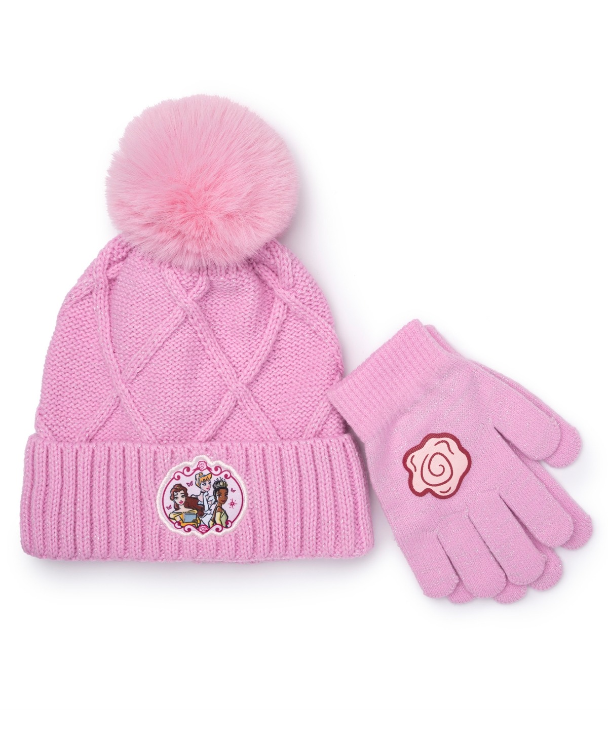 Berkshire Princess Big Girls 2-piece Princess Beanie And Gloves Set In Pink