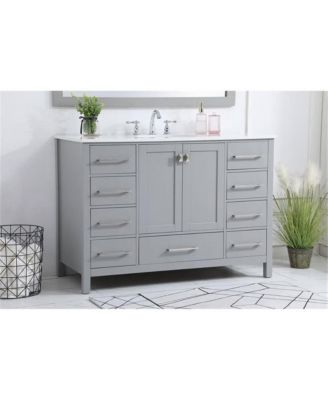48" Grey Bathroom Vanity with Carrara Marble Top & Backsplash, Soft-Close Doors & Dovetail Drawers, Brushed Nickel
